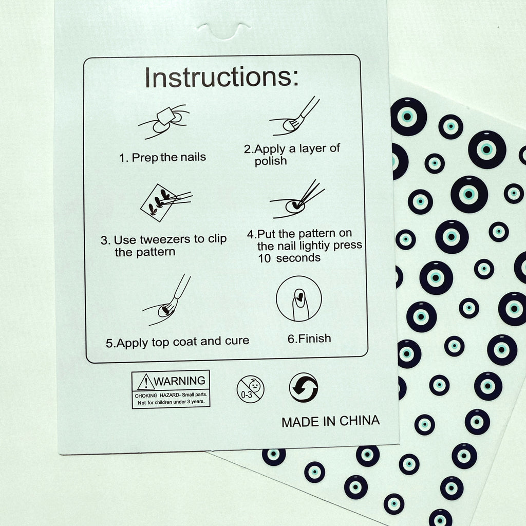 Evil Eye Nail Stickers – Blue Protective Eye Design Nail Art Decals (WG841)
