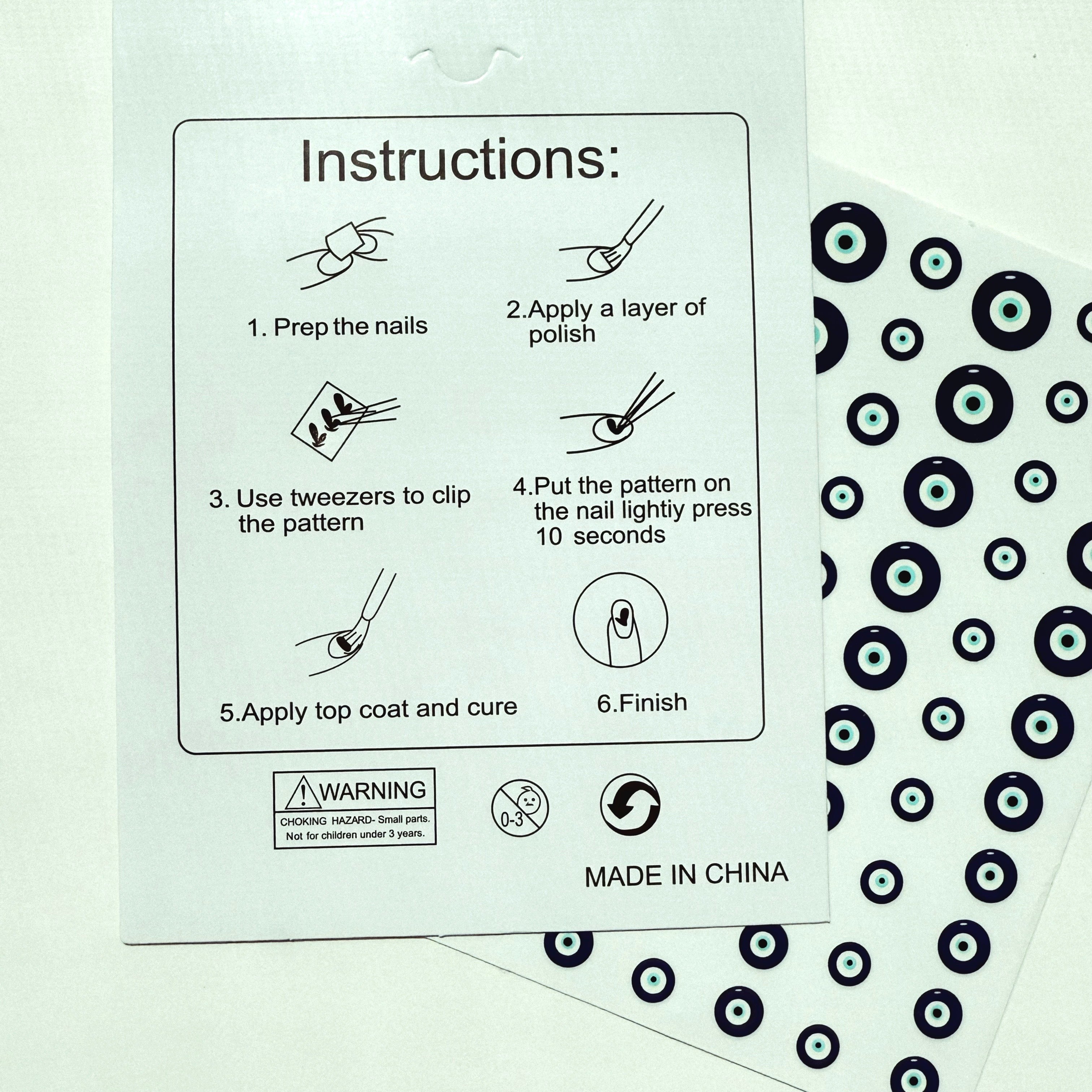 Evil Eye Nail Stickers – Blue Protective Eye Design Nail Art Decals (WG841)