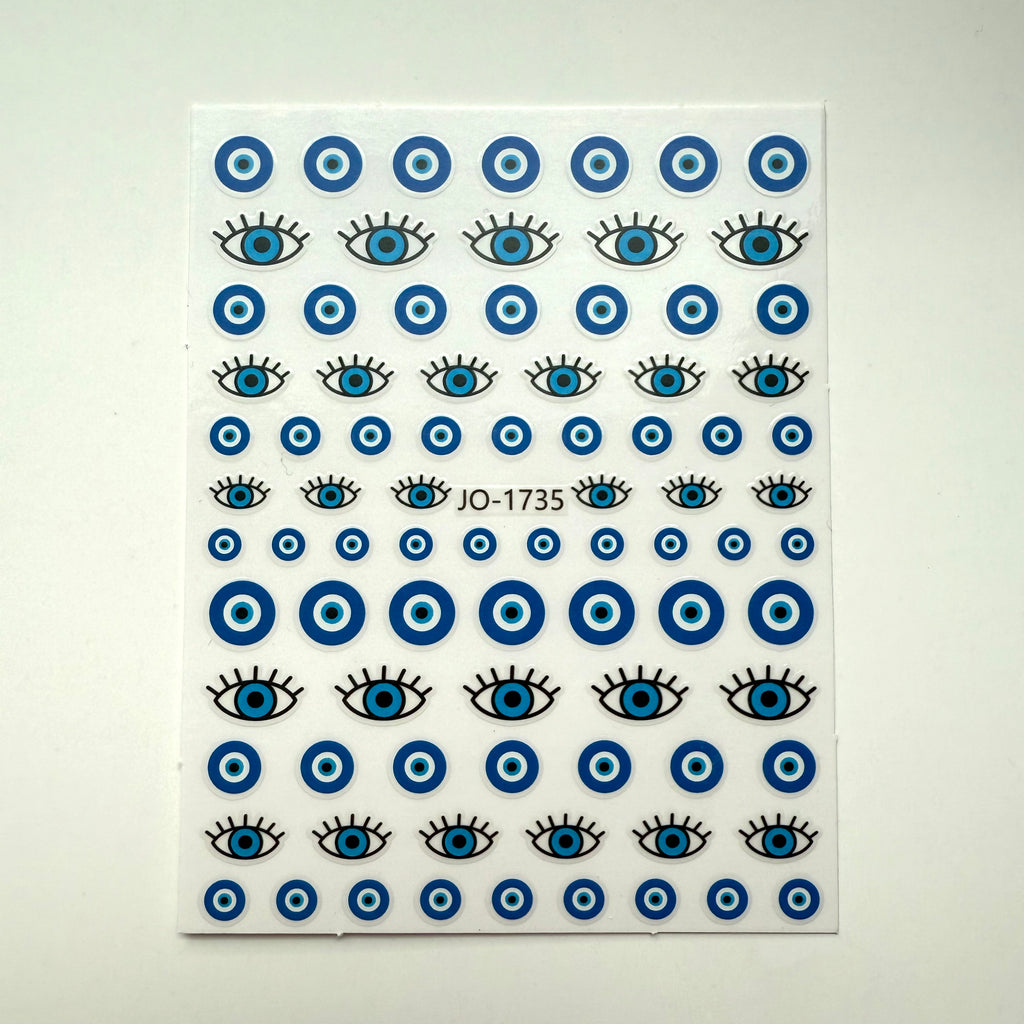 Evil Eye Nail Stickers – Blue Eye & Lash Design Nail Art Decals (JO-1735)