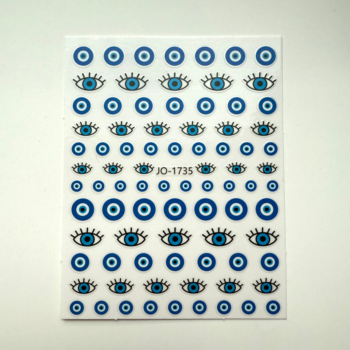 Evil Eye Nail Stickers – Blue Eye & Lash Design Nail Art Decals (JO-1735)