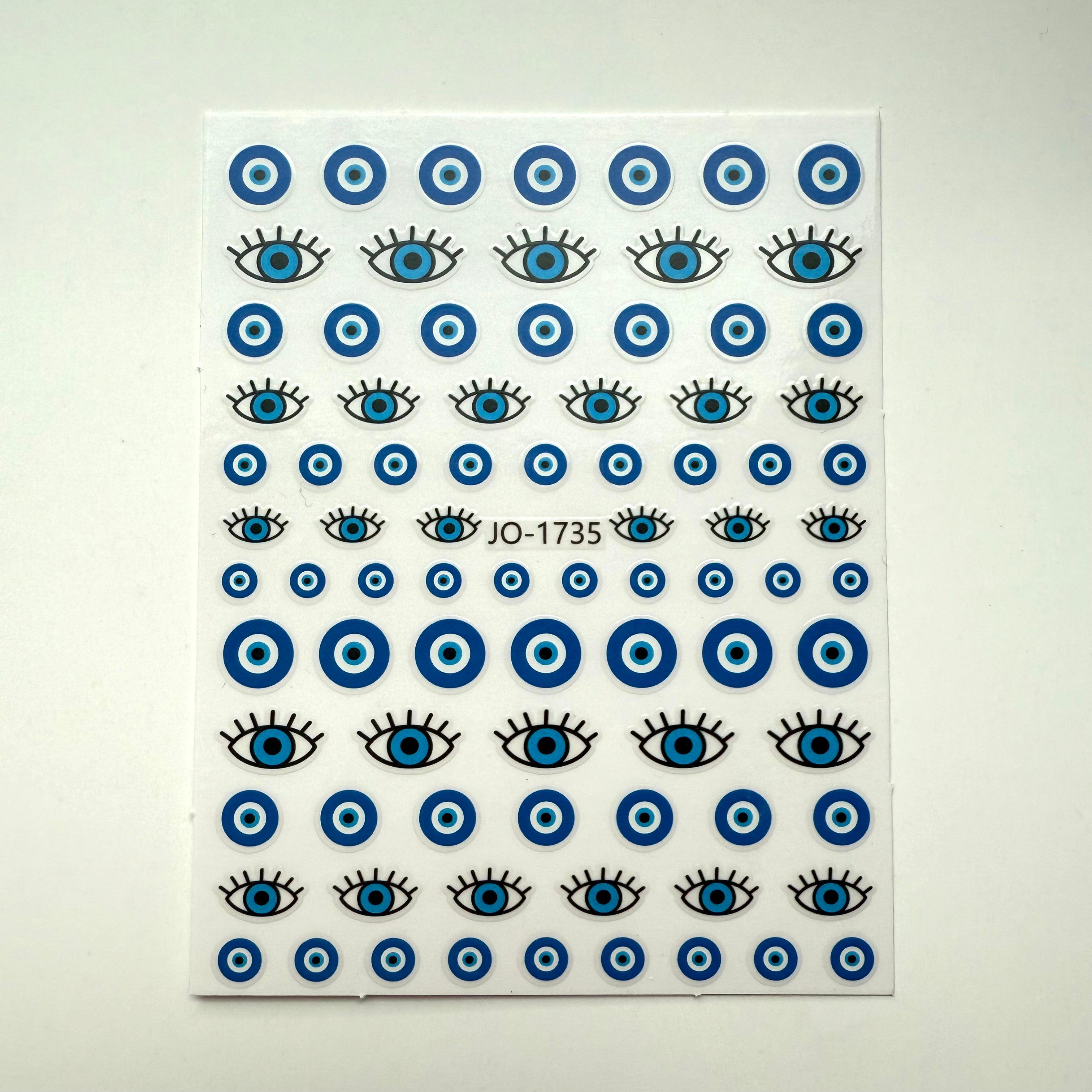 Evil Eye Nail Stickers – Blue Eye & Lash Design Nail Art Decals (JO-1735)