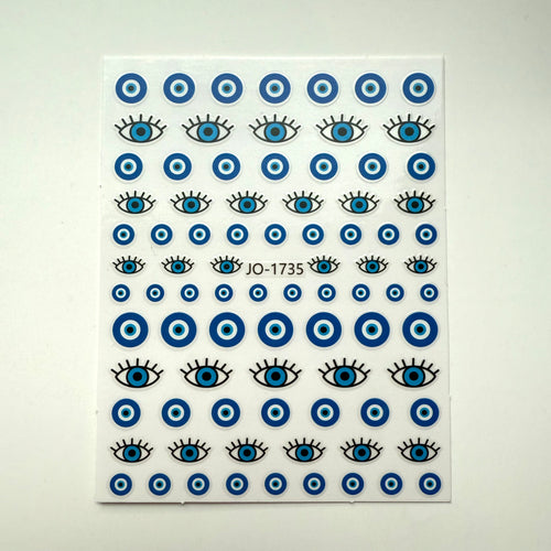 Evil Eye Nail Stickers – Blue Eye & Lash Design Nail Art Decals (JO-1735)