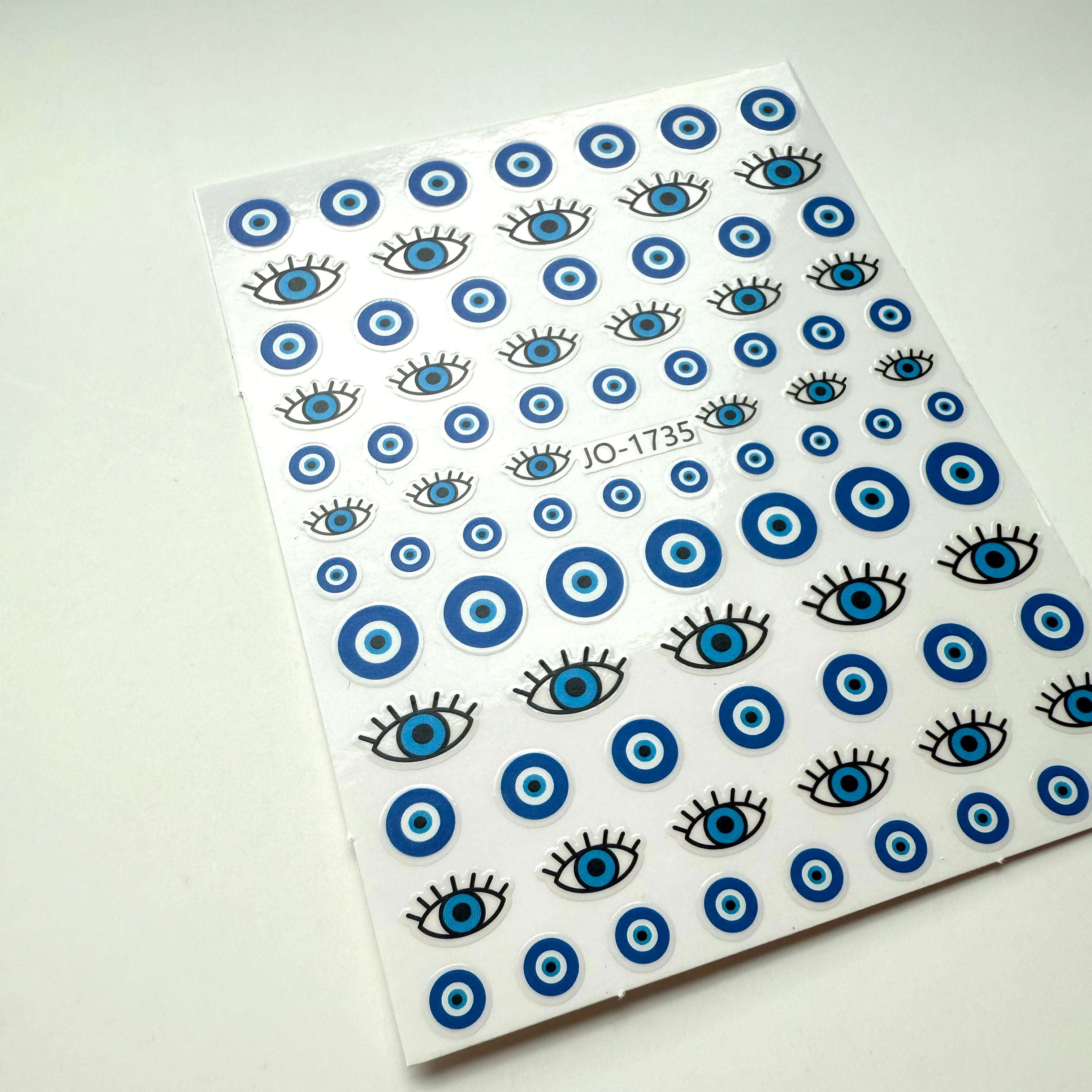 Evil Eye Nail Stickers – Blue Eye & Lash Design Nail Art Decals (JO-1735)